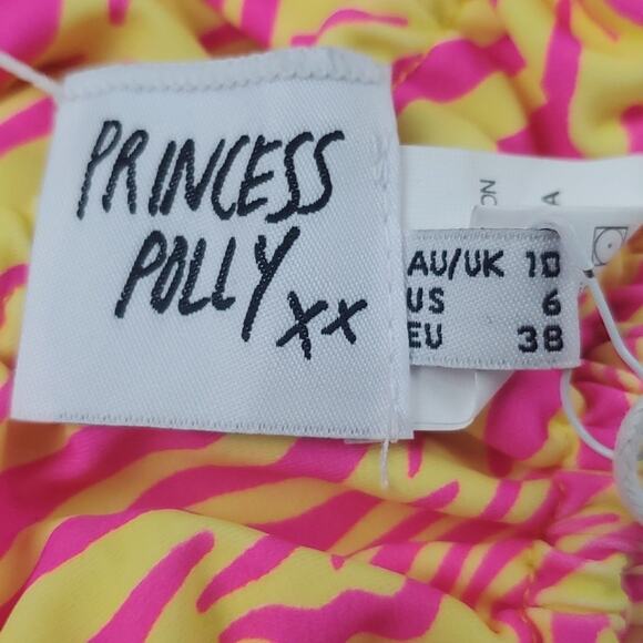Princess Polly MADISON ECO NYLON BIKINI Bottom in Pink/Yellow, Size 6 - Picture 2 of 9